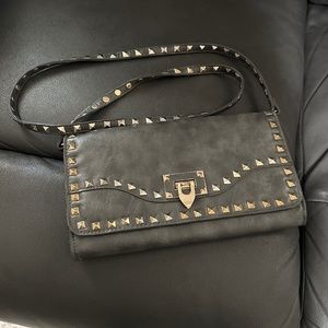Women's Urban Expressions Marbled Gray Tone. Studded Vegan Leather Crossbody Bag